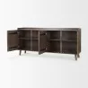 Mercana Lillie Medium Brown Wood 4 Door Tray Top Sideboard Open - Mercana Lillie Medium Brown Wood 4 Door Tray Top Sideboard Open