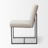 Mercana Stamford Beige Upholstered Seat With Wood Back, Black Metal Frame Dining Chair Side
