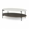 Mercana Larkin 48" Oval White Marble Top and Solid Wood Shelf With Black Metal Frame Coffee Table 6 - Mercana Larkin 48" Oval White Marble Top and Solid Wood Shelf With Black Metal Frame Coffee Table 6