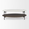 Mercana Larkin 48" Oval White Marble Top and Solid Wood Shelf With Black Metal Frame Coffee Table 8