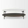 Mercana Larkin 48" Oval White Marble Top and Solid Wood Shelf With Black Metal Frame Coffee Table 8 - Mercana Larkin 48" Oval White Marble Top and Solid Wood Shelf With Black Metal Frame Coffee Table 8