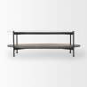Mercana Larkin 48" Oval White Marble Top and Solid Wood Shelf With Black Metal Frame Coffee Table 7