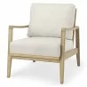 Mercana Raeleigh 28.0L x 34.1W x 34.4H Cream Fabric W/Light Brown Wood Accent Chair Front - Mercana Raeleigh 28.0L x 34.1W x 34.4H Cream Fabric W/Light Brown Wood Accent Chair Front