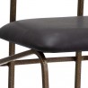 Sunpan Gibbons Barstool in Antique Brass - Charcoal Black Leather - Seat Closeup Angle