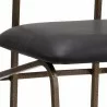 Sunpan Gibbons Barstool in Antique Brass - Charcoal Black Leather - Seat Closeup Angle - Sunpan Gibbons Barstool in Antique Brass - Charcoal Black Leather - Seat Closeup Angle