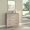 Alpine Furniture Flynn Mid Century Modern 4 Drawer Multifunction Chest w/Pull Out Tray, Grey - Lifestyle 2 - Alpine Furniture Flynn Mid Century Modern 4 Drawer Multifunction Chest w/Pull Out Tray, Grey - Lifestyle 2