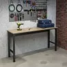 Manhattan Comfort Fortress 72.4" Natural Wood and Steel Garage Table in Charcoal Grey - Manhattan Comfort Fortress 72.4" Natural Wood and Steel Garage Table in Charcoal Grey