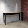 Manhattan Comfort Fortress 72.4" Natural Wood and Steel Garage Table in Charcoal Grey