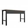 Manhattan Comfort Fortress 72.4" Natural Wood and Steel Garage Table in Charcoal Grey Back