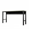 Manhattan Comfort Fortress 72.4" Natural Wood and Steel Garage Table in Charcoal Grey Front Angle - Manhattan Comfort Fortress 72.4" Natural Wood and Steel Garage Table in Charcoal Grey Front Angle