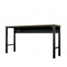 Manhattan Comfort Fortress 72.4" Natural Wood and Steel Garage Table in Charcoal Grey Front Angle