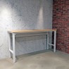 Manhattan Comfort Fortress 72.4" Natural Wood and Steel Garage Table in White