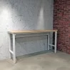 Manhattan Comfort Fortress 72.4" Natural Wood and Steel Garage Table in White - Manhattan Comfort Fortress 72.4" Natural Wood and Steel Garage Table in White