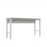 Manhattan Comfort Fortress 72.4" Natural Wood and Steel Garage Table in White Front Angle