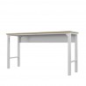 Manhattan Comfort Fortress 72.4" Natural Wood and Steel Garage Table in White Side Angle