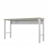 Manhattan Comfort Fortress 72.4" Natural Wood and Steel Garage Table in White Side Angle - Manhattan Comfort Fortress 72.4" Natural Wood and Steel Garage Table in White Side Angle