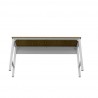 Manhattan Comfort Fortress 72.4" Natural Wood and Steel Garage Table in White Bottom