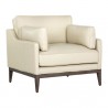 Sunpan Mackenzie Armchair - Astoria Cream Leather - Front Side Angle