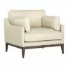 Sunpan Mackenzie Armchair - Astoria Cream Leather - Front Side Angle - Sunpan Mackenzie Armchair - Astoria Cream Leather - Front Side Angle