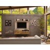 Manhattan Comfort Tribeca 53.94 Mid-Century Modern TV Stand and Panel with Media and Display Shelves in Off White and Nature