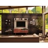Manhattan Comfort Tribeca 53.94 Mid-Century Modern TV Stand and Panel with Media and Display Shelves in Off White and Terra Orange Pink