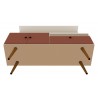 Manhattan Comfort Tribeca 53.94 Mid-Century Modern TV Stand and Panel with Media and Display Shelves in Off White and Terra Orange Pink Bottom