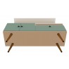 Manhattan Comfort Tribeca 53.94 Mid-Century Modern TV Stand and Panel with Media and Display Shelves in Off White and Green Mint Bottom