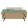 Manhattan Comfort Tribeca 53.94 Mid-Century Modern TV Stand and Panel with Media and Display Shelves in Off White and Green Mint Bottom - Manhattan Comfort Tribeca 53.94 Mid-Century Modern TV Stand and Panel with Media and Display Shelves in Off White and Green Mint Bottom