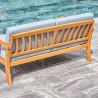 Vifah Kapalua Honey Nautical Eucalyptus Wooden Outdoor Sofa Bench with Cushion, Back Angle