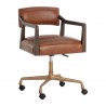 Sunpan Keagan Office Chair in Shalimar Tobacco Leather - Front Side Angle