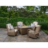 Tortuga Outdoor Rio Vista 5 pc Fire Table Chat Set With Outdoor Wicker Swivel Chairs
