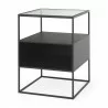 Mercana Samson 15.7L x 15.7W x 21.3H Side Table Matte Black Metal and Glass - Mercana Samson 15.7L x 15.7W x 21.3H Side Table Matte Black Metal and Glass
