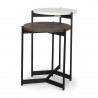 Mercana Larkin II Marble and Dark Brown Wood Round Tabletop Nesting End/Side Tables 
