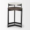 Mercana Larkin II Marble and Dark Brown Wood Round Tabletop Nesting End/Side Tables  4