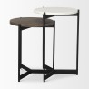 Mercana Larkin II Marble and Dark Brown Wood Round Tabletop Nesting End/Side Tables  3