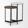 Mercana Larkin II Marble and Dark Brown Wood Round Tabletop Nesting End/Side Tables  1