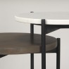 Mercana Larkin II Marble and Dark Brown Wood Round Tabletop Nesting End/Side Tables 