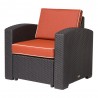 Lagoon Magnolia Black Rattan Club Chair With Red Cushion 