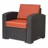 Lagoon Magnolia Black Rattan Club Chair With Red Cushion  - Lagoon Magnolia Black Rattan Club Chair With Red Cushion 