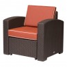 Lagoon Magnolia Brown Rattan Club Chair With Red Cushion 