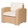 Lagoon Magnolia Tan Rattan Club Chair With White Cushion  - Lagoon Magnolia Tan Rattan Club Chair With White Cushion 