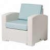 Lagoon Magnolia White Rattan Club Chair With Blue Cushion 