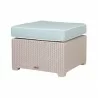 Magnolia White Rattan Ottoman With Blue Cushion - Magnolia White Rattan Ottoman With Blue Cushion