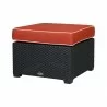 Magnolia Black Rattan Ottoman With Red Cushion - Magnolia Black Rattan Ottoman With Red Cushion