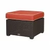 Magnolia Brown Rattan Ottoman With Red Cushion - Magnolia Brown Rattan Ottoman With Red Cushion
