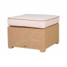Magnolia Tan Rattan Ottoman With White Cushion
