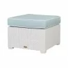 Magnolia White Rattan Ottoman With Blue Cushion - Magnolia White Rattan Ottoman With Blue Cushion