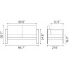 Zuo Modern Cosmopolitan Sofa in Dark Gray - Dimension Sheet