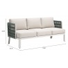 Zuo Modern Bridgehampton Sofa in White - With Dimensions