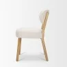Mercana Owen Dining Chair With Medium Brown Wood and Beige Fabric Side - Mercana Owen Dining Chair With Medium Brown Wood and Beige Fabric Side